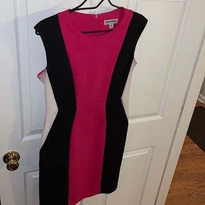 Pink, Black and white sheath dress